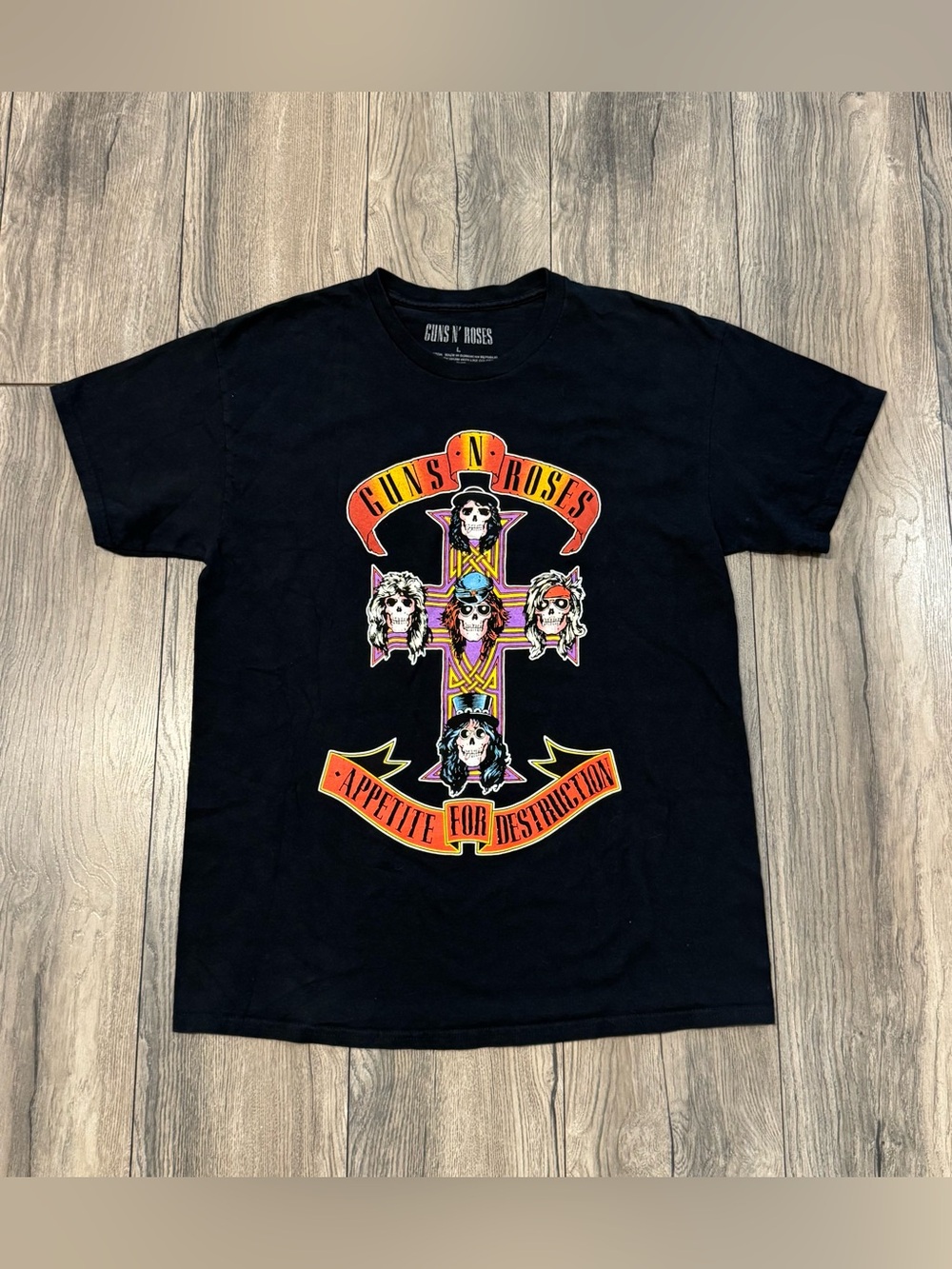 Guns N Roses Appetite For Destruction Band T Shirt Mens Large Black Rock Graphic